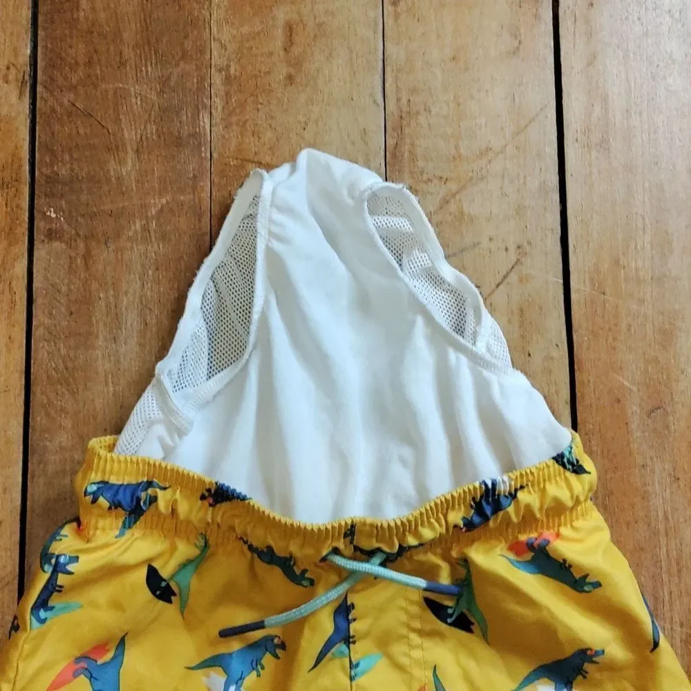 Cat & Jack Swim Shorts 3T Yellow Dinosaur Beach Vacation Summer